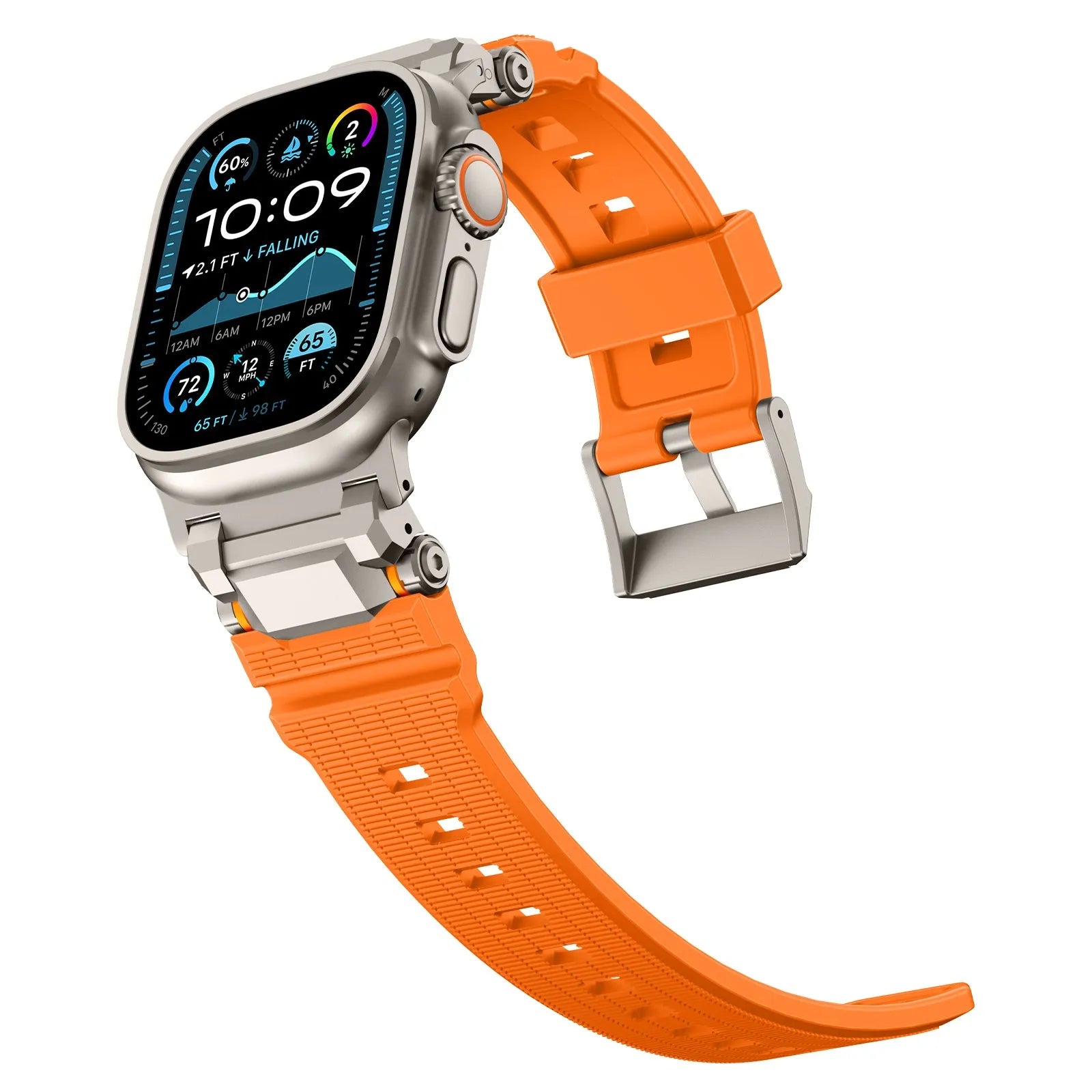 Correa silicona 'Aventurero' Apple Watch (naranja/titanio)