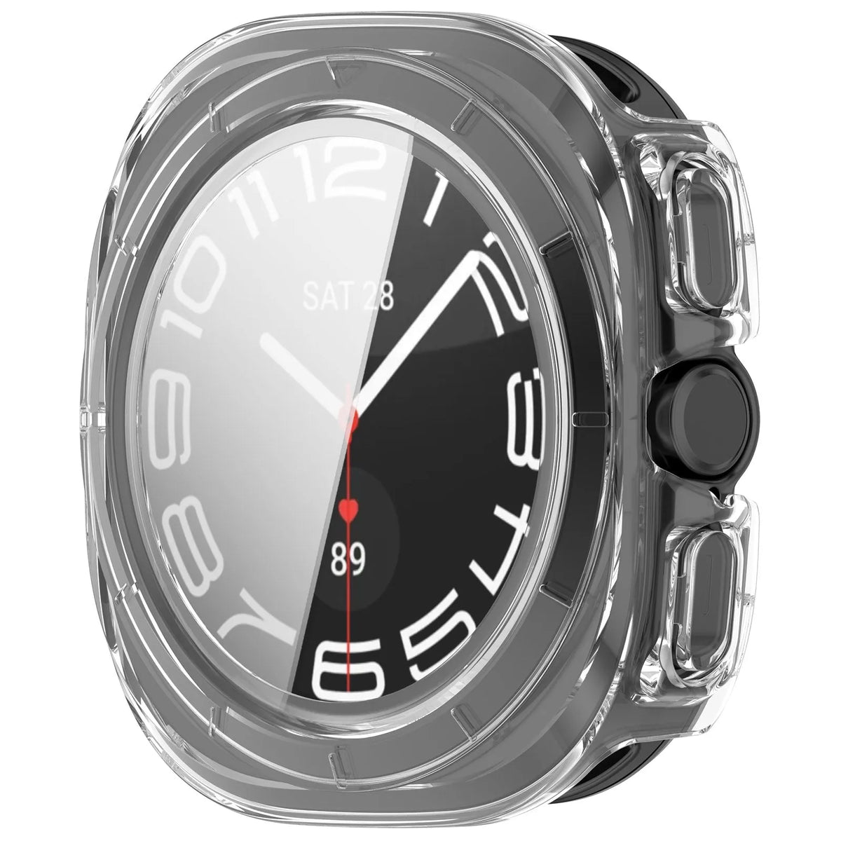 Funda rígida con cristal para Samsung Galaxy Watch Ultra 2 (transparente)