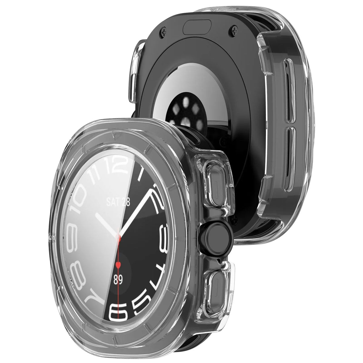 Funda rígida con cristal para Samsung Galaxy Watch Ultra 2 (transparente)