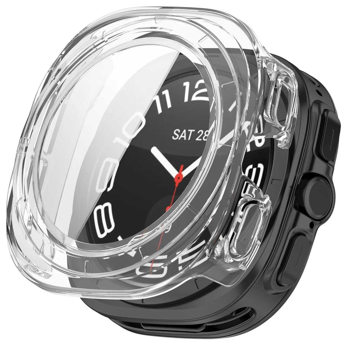 Funda rígida con cristal para Samsung Galaxy Watch Ultra 2 (transparente)