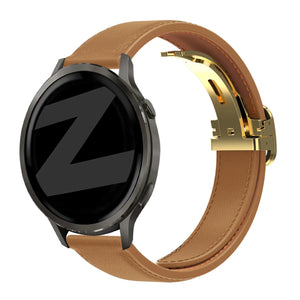 Bandz Actyve Smartwatch 20mm Leather Strap 'D-Type' (Milk Tea)