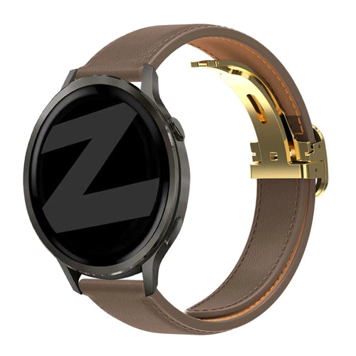 Bandz Actyve Smartwatch 20mm Leather Strap 'D-Type' (Dark Brown)