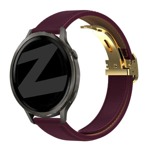 Bandz Actyve Smartwatch 20mm Leather Strap 'D-Type' (Wine Red)