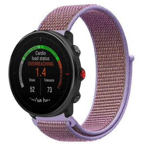 Nylon Strap, lilac, on a watch, 3/4 front view