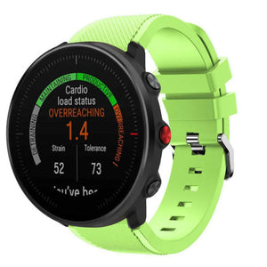 Twill Silicone Strap, light green, on a watch, 3/4 front view