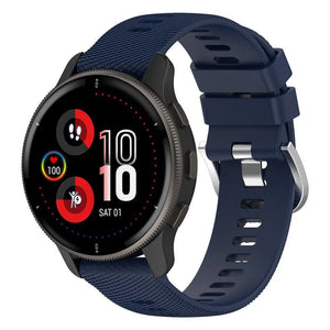 Silicone Strap, dark blue, on a watch, 3/4 front view