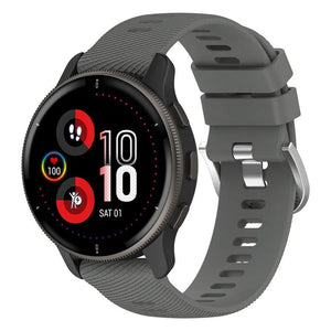 Silicone Strap, dark grey, on a watch, 3/4 front view