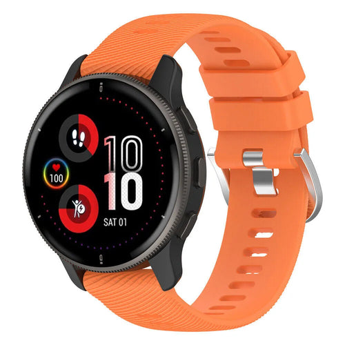 Silicone Strap, orange, on a watch, 3/4 front view