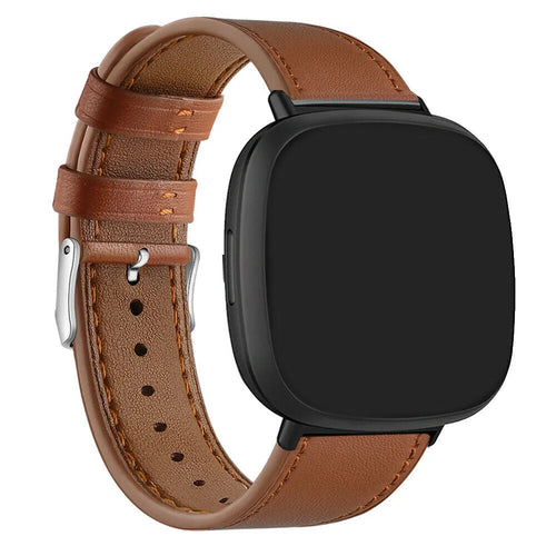 Modern Leather Strap, brown, on a watch, 3/4 front view