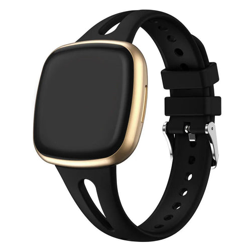 Silicone Strap 'Deluxe', black, on a watch, 3/4 front view