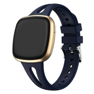 Silicone Strap 'Deluxe', dark blue, on a watch, 3/4 front view