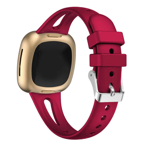 Silicone Strap 'Deluxe', rose-red, on a watch, 3/4 front view