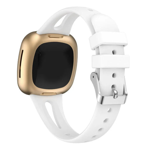 Silicone Strap 'Deluxe', white, on a watch, 3/4 front view