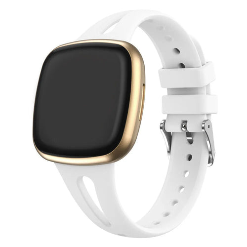 Silicone Strap 'Deluxe', white, on a watch, 3/4 front view