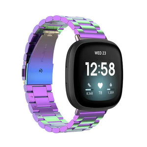 Steel Strap, pearlescent, on a watch, 3/4 front view