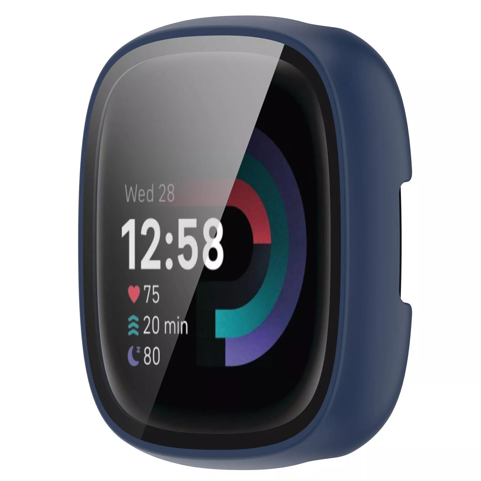 Funda rígida con vidrio Fitbit Versa 4 / Sense 2 (azul)