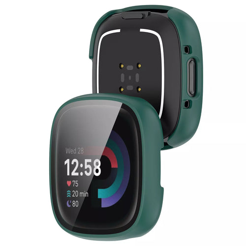 Funda rígida con vidrio Fitbit Versa 4 / Sense 2 (verde)