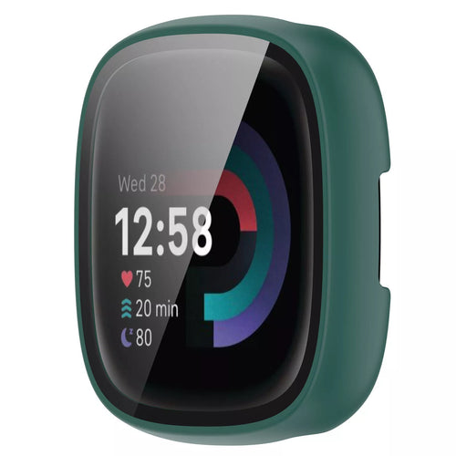 Funda rígida con vidrio Fitbit Versa 4 / Sense 2 (verde)