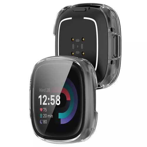 Funda rígida con vidrio Fitbit Versa 4 / Sense 2 (transparente)