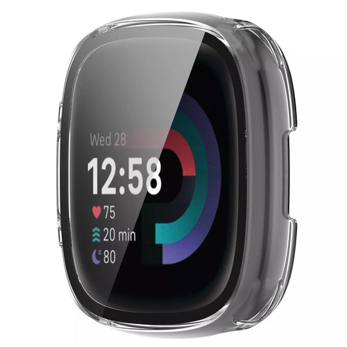 Funda rígida con vidrio Fitbit Versa 4 / Sense 2 (transparente)