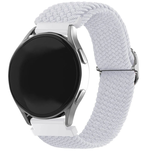 Nylon Adjustable Braided Strap, white, on a watch, 3/4 front view