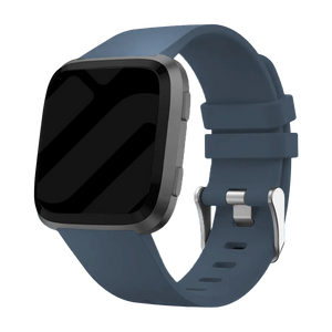 Silicone Strap, grey-blue, on a watch, 3/4 front view