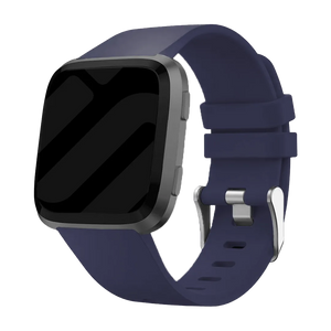 Silicone Strap, dark blue, on a watch, 3/4 front view