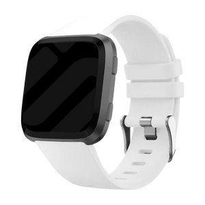 Silicone Strap, white, on a watch, 3/4 front view