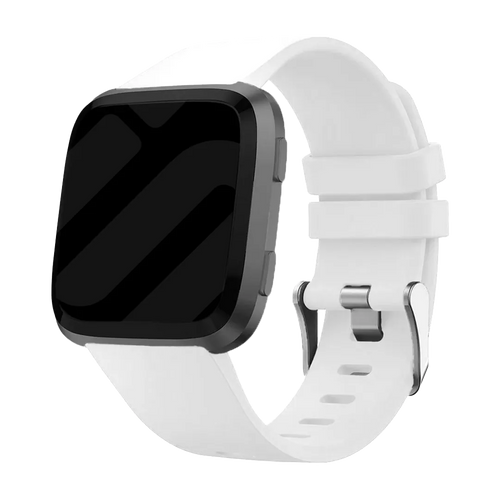 Silicone Strap, white, on a watch, 3/4 front view