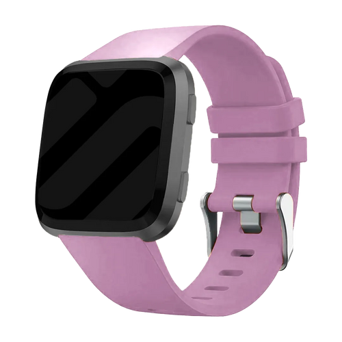 Silicone Strap, pink, on a watch, 3/4 front view