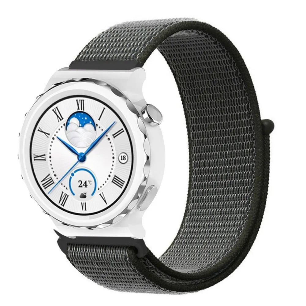 Nylon Strap, green, on a watch, 3/4 front view