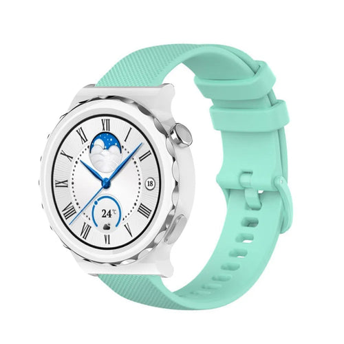 Premium Silicone Strap, aqua, on a watch, 3/4 front view