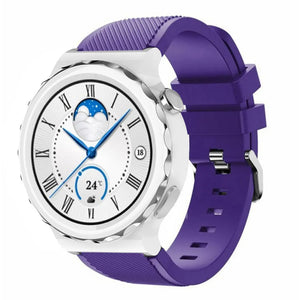 Twill Silicone Strap, purple, on a watch, 3/4 front view