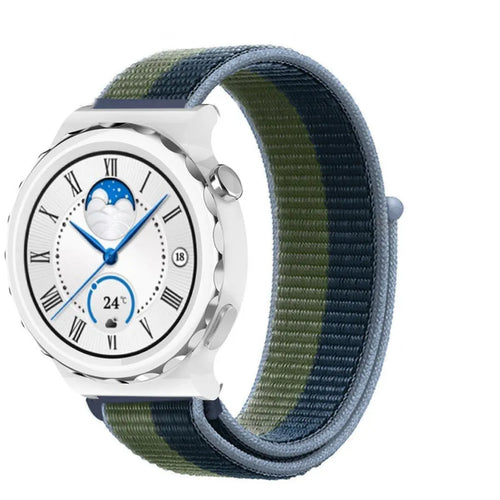 Nylon Strap, moss green, on a watch, 3/4 front view