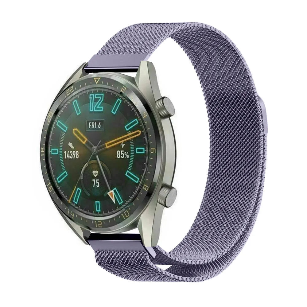 Milanese Strap, light purple, on a watch, 3/4 front view