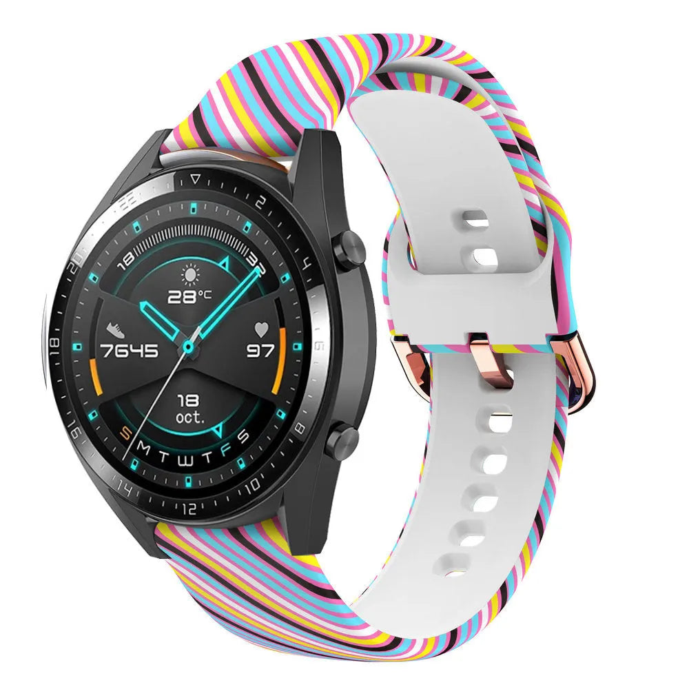 Print Silicone Strap, on a watch, 3/4 front view