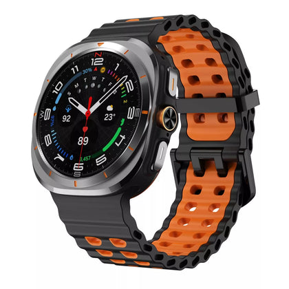 Samsung Galaxy Watch Ultra 2 Wave Silicone Strap Duo (Black/Orange)
