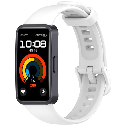 Silicone Strap, white, on a watch, 3/4 front view