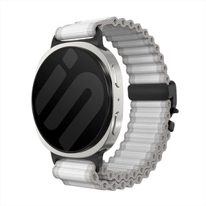 Samsung Galaxy Watch 9 - 40mm Outdoor Nylon Strap with P-Buckle (White with Black)