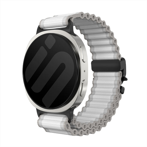 Samsung Galaxy Watch 9 - 40mm Outdoor Nylon Strap with P-Buckle (White with Black)