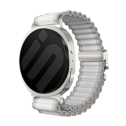 Correa nylon Outdoor con hebilla-P Samsung Galaxy Watch 8 Classic (blanco con plata)