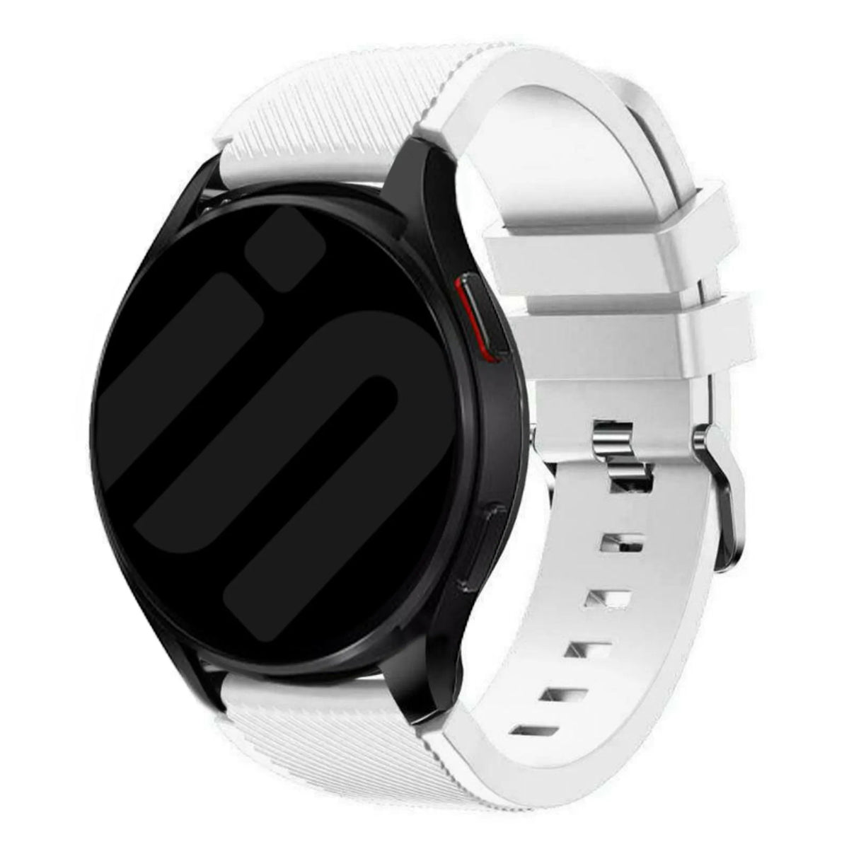 Twill Silicone Strap, white, on a watch, 3/4 front view