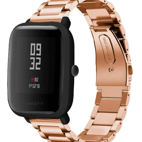 Steel Strap, rose gold, on a watch, 3/4 front view