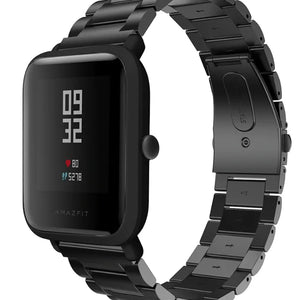 Steel Strap, black, on a watch, 3/4 front view