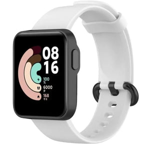 Silicone Strap, white, on a watch, 3/4 front view
