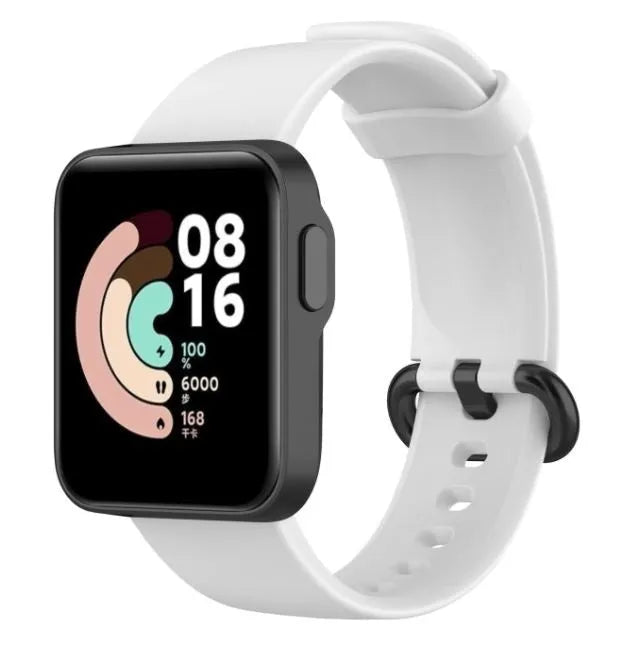 Silicone Strap, white, on a watch, 3/4 front view