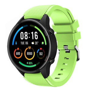 Twill Silicone Strap, light green, on a watch, 3/4 front view