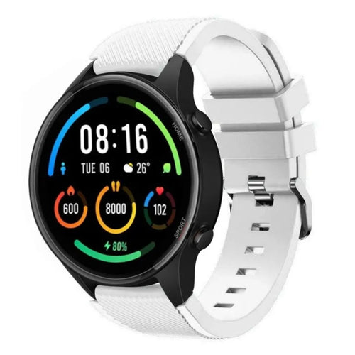 Twill Silicone Strap, white, on a watch, 3/4 front view