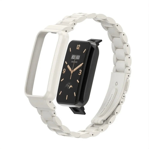 Steel Strap, white, on a watch, 3/4 front view