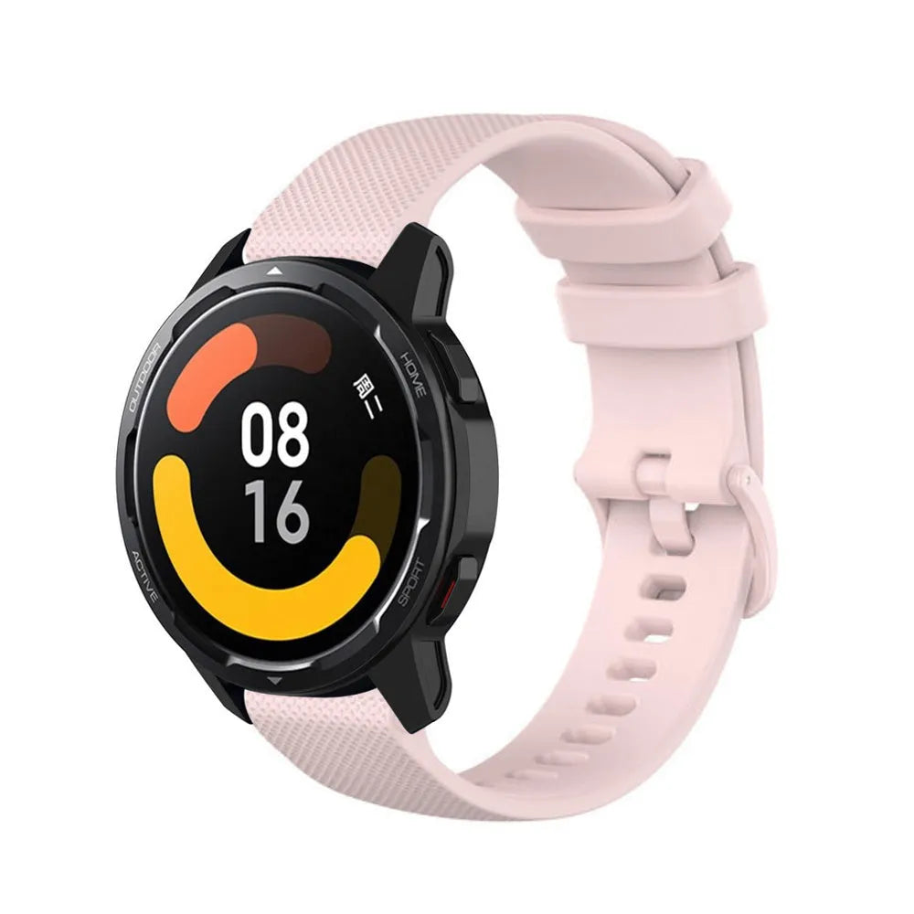 Premium Silicone Strap, pink, on a watch, 3/4 front view
